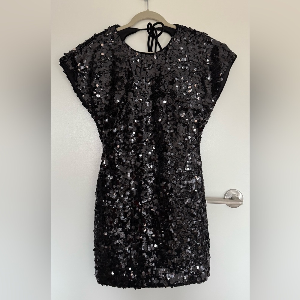 NWT Ganni Velvet Sequin Mini Dress in Black (FR sz 40 | US sz 8/10)